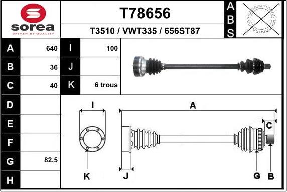 EAI T78656 - Приводной вал autosila-amz.com