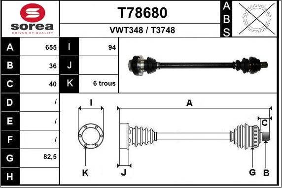 EAI T78680 - Приводной вал autosila-amz.com