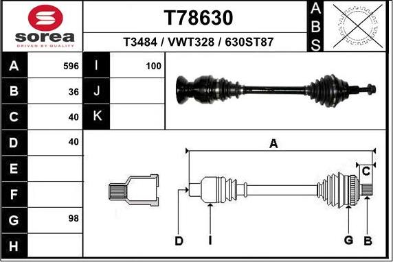 EAI T78630 - Приводной вал autosila-amz.com