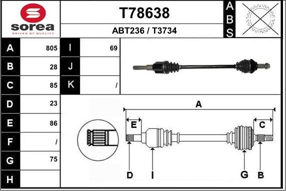 EAI T78638 - Приводной вал autosila-amz.com