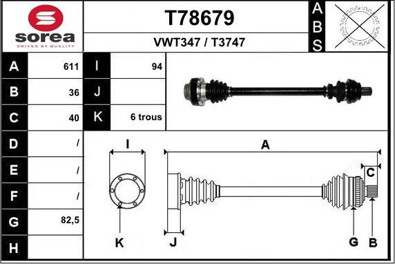 EAI T78679 - Приводной вал autosila-amz.com