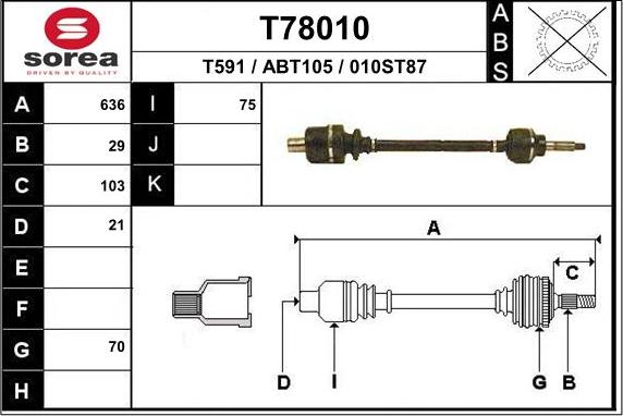 EAI T78010 - Приводной вал autosila-amz.com