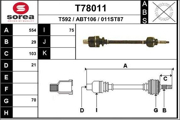 EAI T78011 - Приводной вал autosila-amz.com