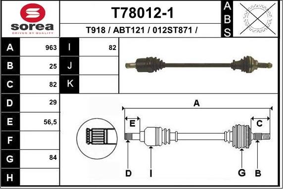 EAI T78012-1 - Приводной вал autosila-amz.com