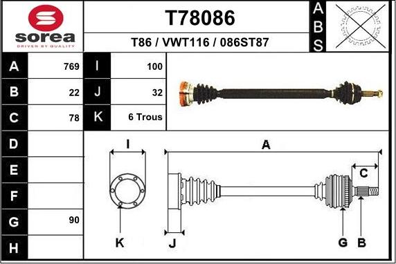 EAI T78086 - Приводной вал autosila-amz.com