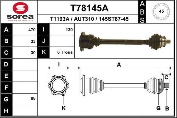 EAI T78145A - Приводной вал autosila-amz.com