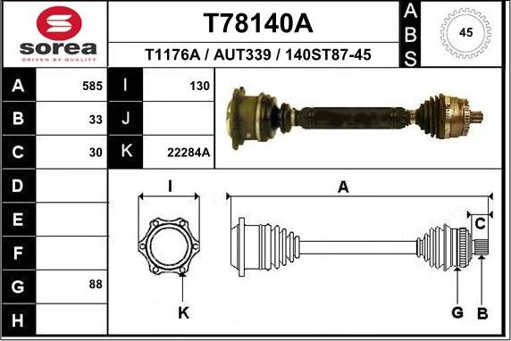 EAI T78140A - Приводной вал autosila-amz.com