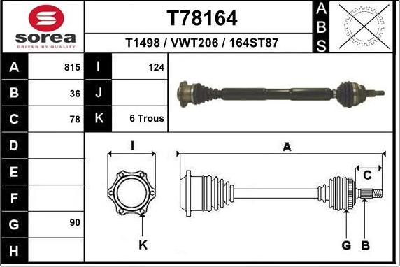 EAI T78164 - Приводной вал autosila-amz.com