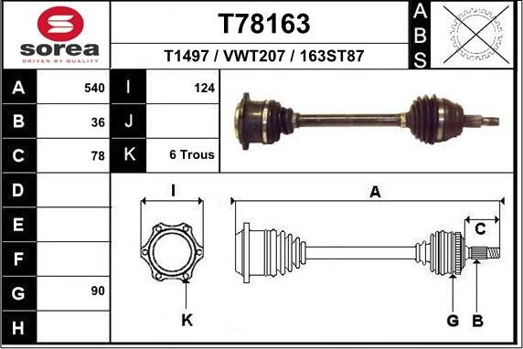 EAI T78163 - Приводной вал autosila-amz.com