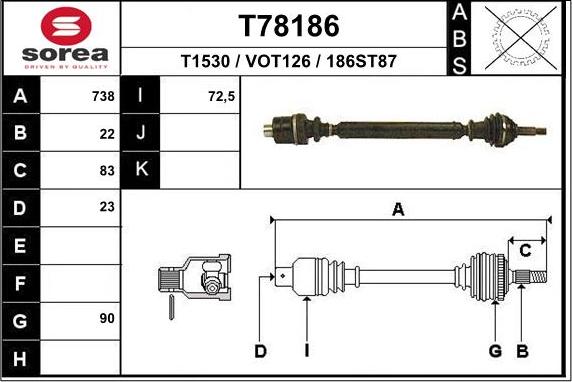 EAI T78186 - Приводной вал autosila-amz.com