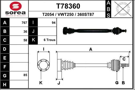 EAI T78360 - Приводной вал autosila-amz.com