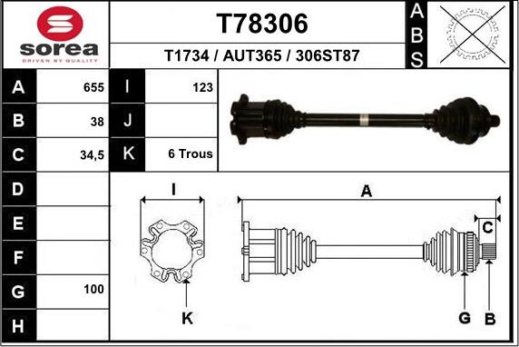 EAI T78306 - Приводной вал autosila-amz.com