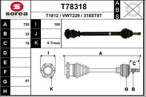 EAI T78318 - Приводной вал autosila-amz.com