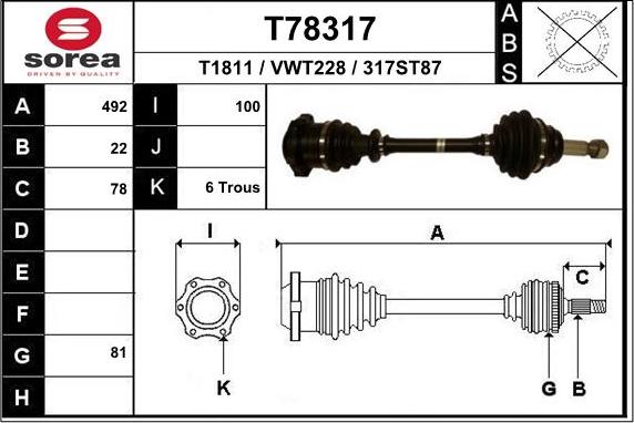 EAI T78317 - Приводной вал autosila-amz.com