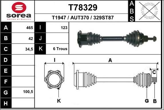 EAI T78329 - Приводной вал autosila-amz.com