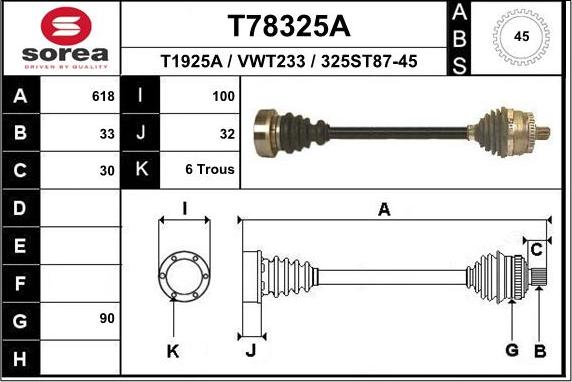 EAI T78325A - Приводной вал autosila-amz.com