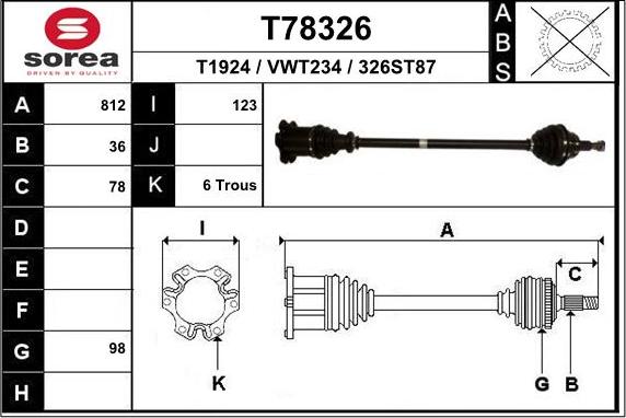 EAI T78326 - Приводной вал autosila-amz.com