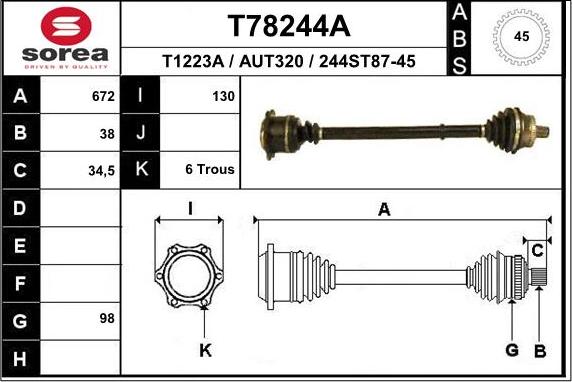 EAI T78244A - Приводной вал autosila-amz.com