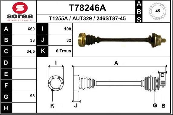 EAI T78246A - Приводной вал autosila-amz.com