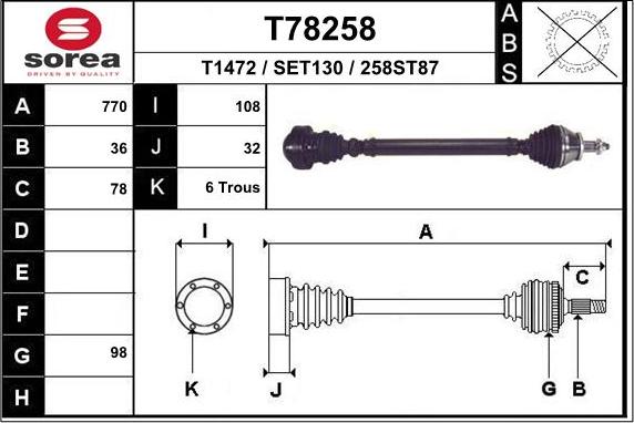 EAI T78258 - Приводной вал autosila-amz.com