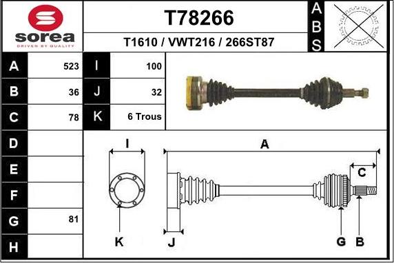 EAI T78266 - Приводной вал autosila-amz.com