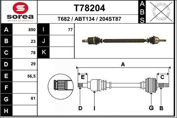 EAI T78204 - Приводной вал autosila-amz.com