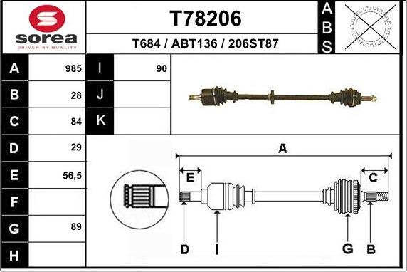 EAI T78206 - Приводной вал autosila-amz.com