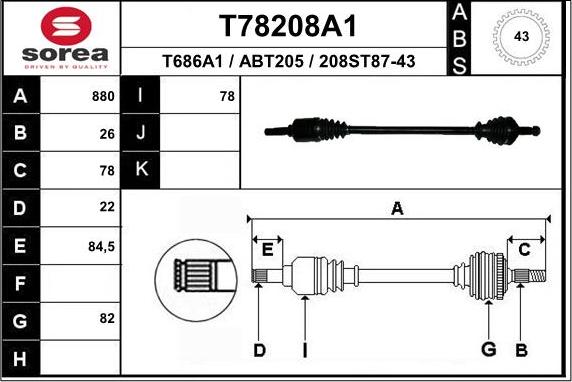 EAI T78208A1 - Приводной вал autosila-amz.com