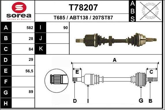 EAI T78207 - Приводной вал autosila-amz.com