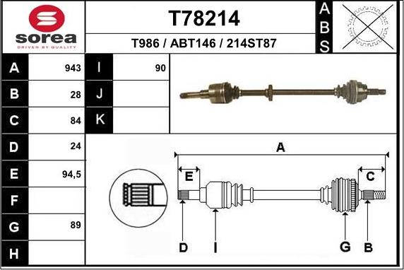 EAI T78214 - Приводной вал autosila-amz.com