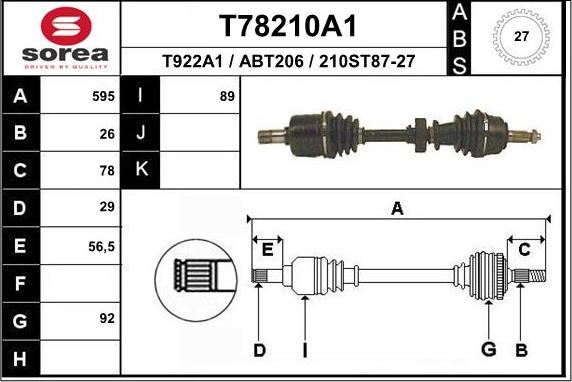 EAI T78210A1 - Приводной вал autosila-amz.com