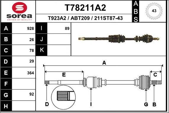 EAI T78211A2 - Приводной вал autosila-amz.com