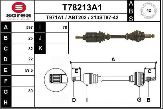 EAI T78213A1 - Приводной вал autosila-amz.com