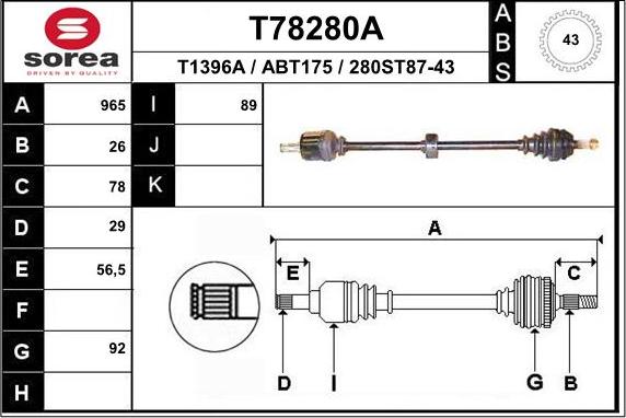 EAI T78280A - Приводной вал autosila-amz.com