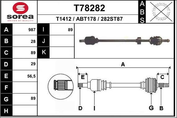 EAI T78282 - Приводной вал autosila-amz.com