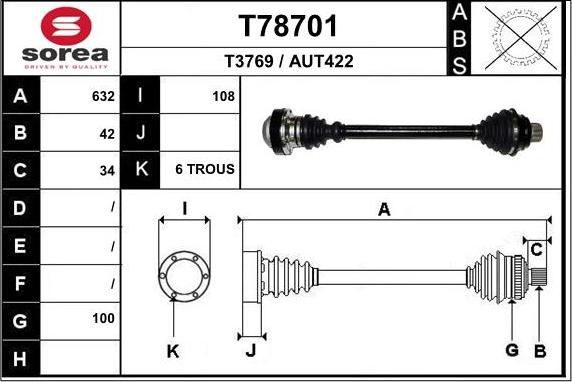 EAI T78701 - Приводной вал autosila-amz.com