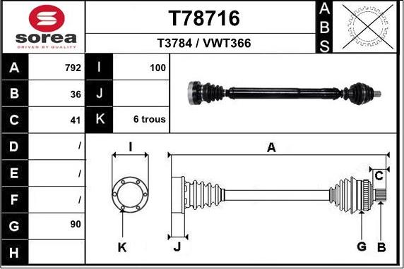 EAI T78716 - Приводной вал autosila-amz.com