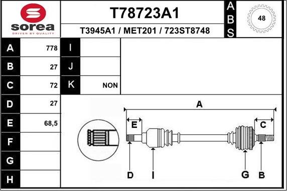 EAI T78723A1 - Приводной вал autosila-amz.com