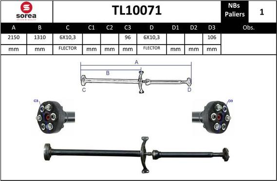 EAI TL10071 - Карданный вал, главная передача autosila-amz.com