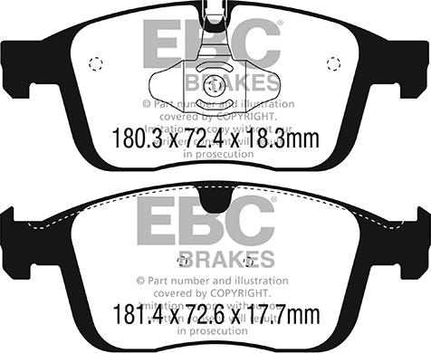 EBC Brakes DP62296 - Комплект высокоэффективных тормозных колодок autosila-amz.com