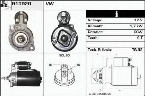 EDR 910920 - Стартер autosila-amz.com