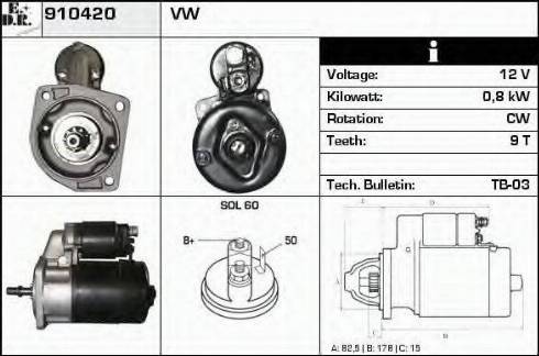 EDR 910420 - Стартер autosila-amz.com