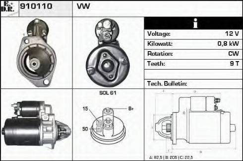 EDR 910110 - Стартер autosila-amz.com