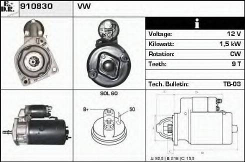 EDR 910830 - Стартер autosila-amz.com