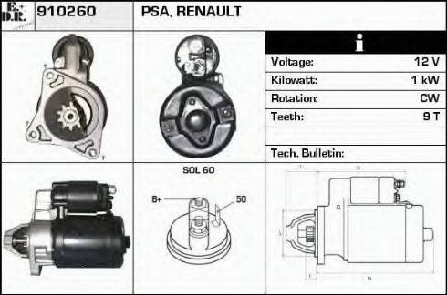 EDR 910260 - Стартер autosila-amz.com