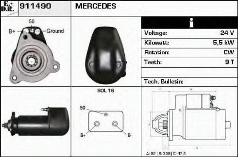 EDR 911490 - Стартер autosila-amz.com