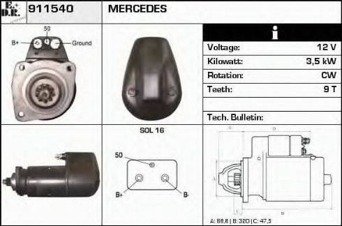 EDR 911540 - Стартер autosila-amz.com