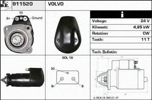 EDR 911520 - Стартер autosila-amz.com