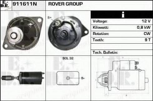 EDR 911611N - Стартер autosila-amz.com