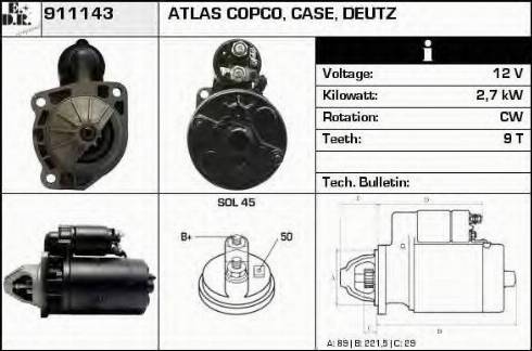 EDR 911143 - Стартер autosila-amz.com